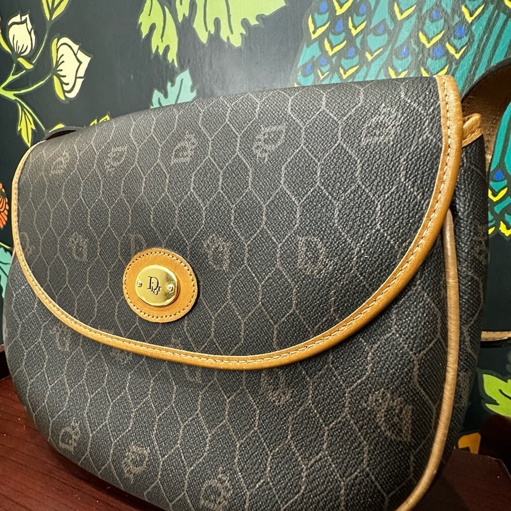 Christian Dior Vintage Honeycomb Monogram Crossbody (Made in France, 1970s–80s) - Picture 7 of 11
